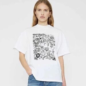 Anine Bing White T-Shirt with Black Tag